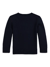 Little Boy's & Dog Intarsia Crewneck Sweater