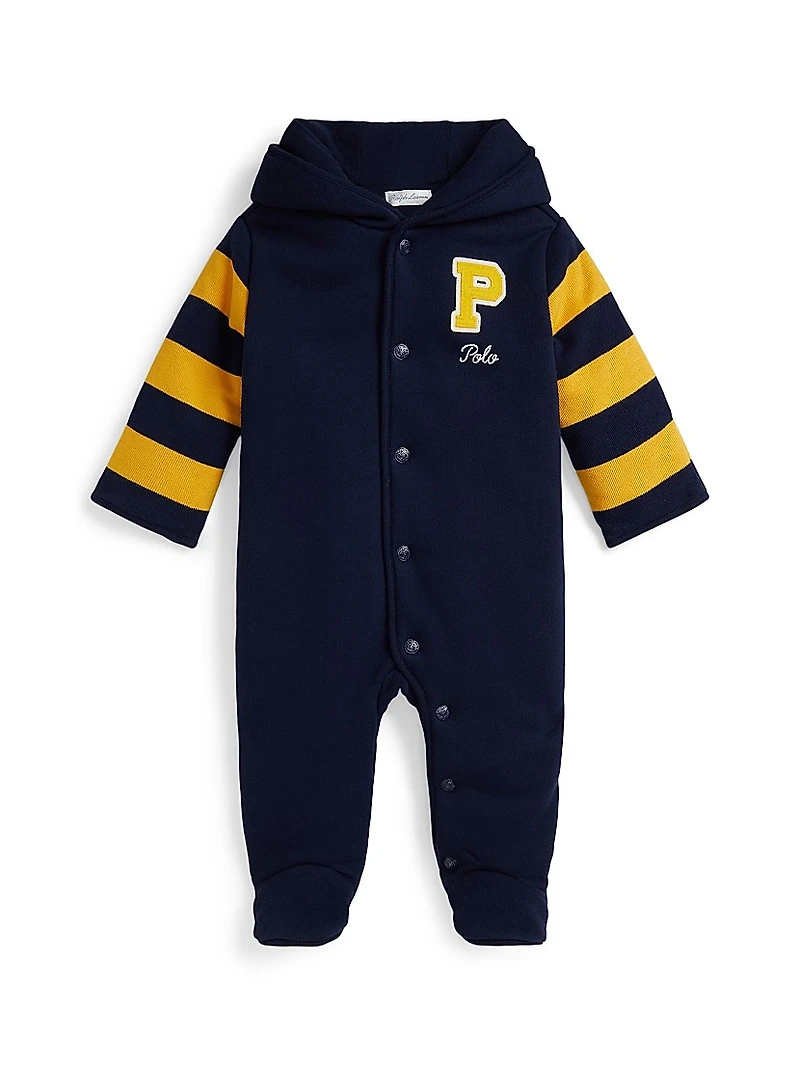 Baby Boy's Striped Hooded Fleece Knit Coveralls