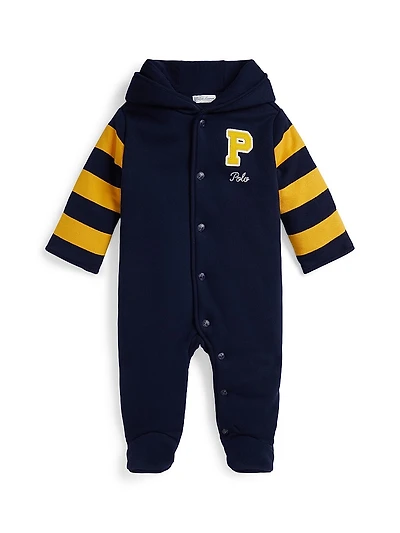 Baby Boy's Striped Hooded Fleece Knit Coveralls