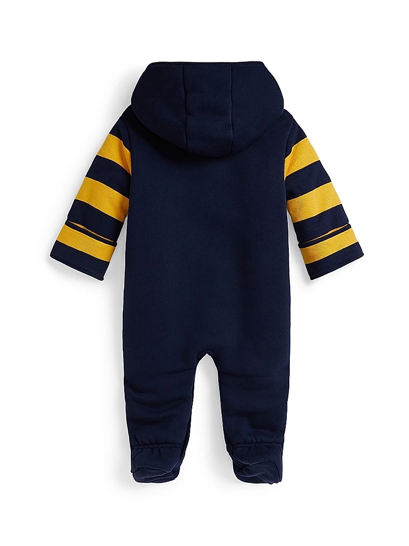 Baby Boy's Striped Hooded Fleece Knit Coveralls