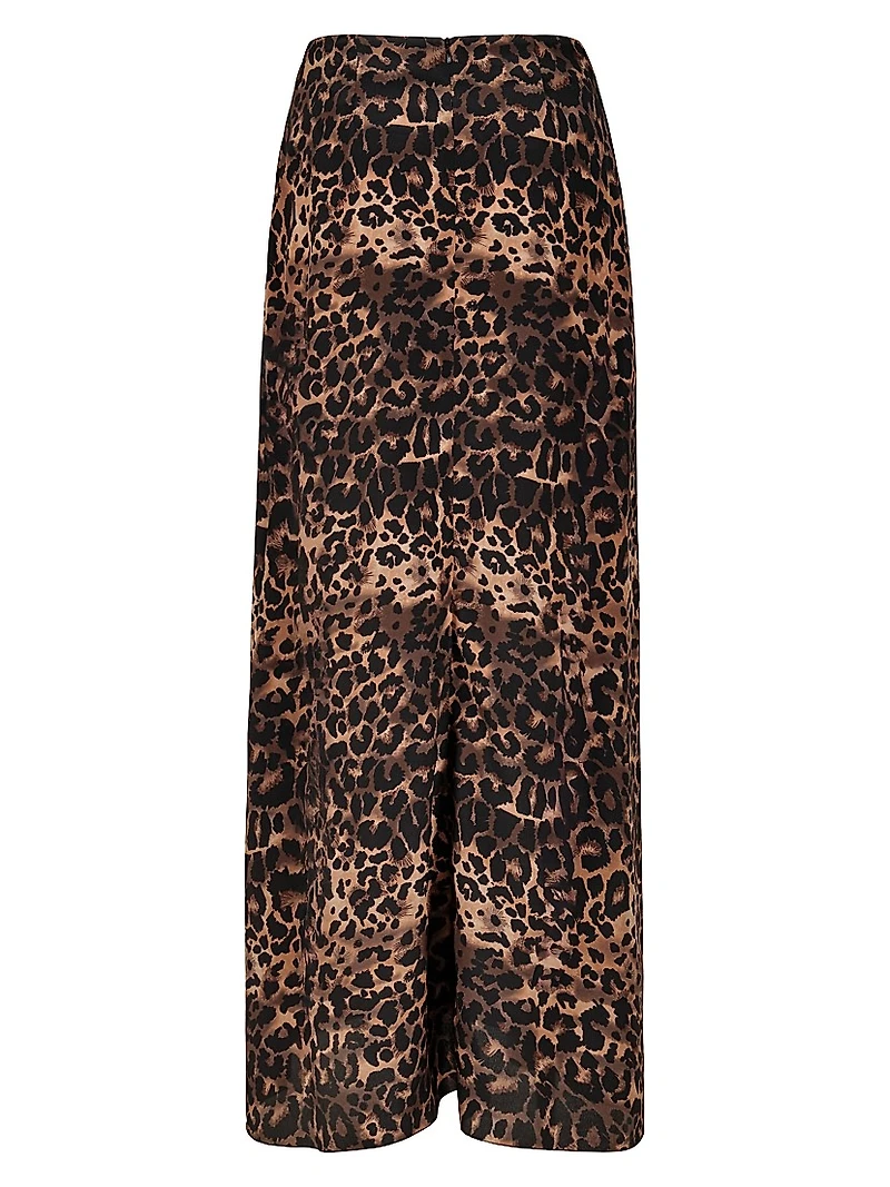 Candelaria Wild Confidant Leopard-Print Silk Maxi Skirt