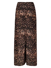 Candelaria Wild Confidant Leopard-Print Silk Maxi Skirt