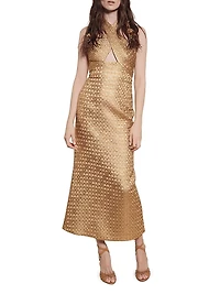 Candelaria Elegant Expedition Jacquard Halterneck Maxi Dress