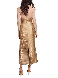 Candelaria Elegant Expedition Jacquard Halterneck Maxi Dress