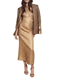 Candelaria Elegant Expedition Jacquard Halterneck Maxi Dress