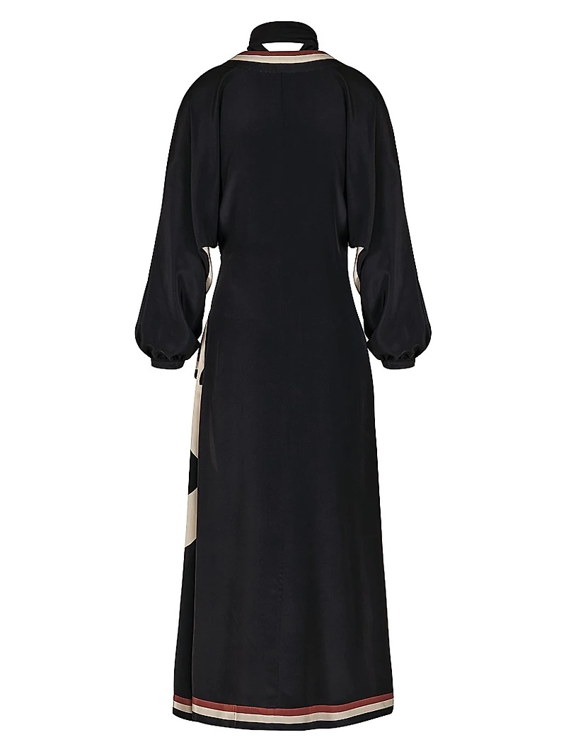 Candelaria Ollantay Printed Silk Wrap Maxi Dress