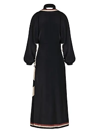 Candelaria Ollantay Printed Silk Wrap Maxi Dress