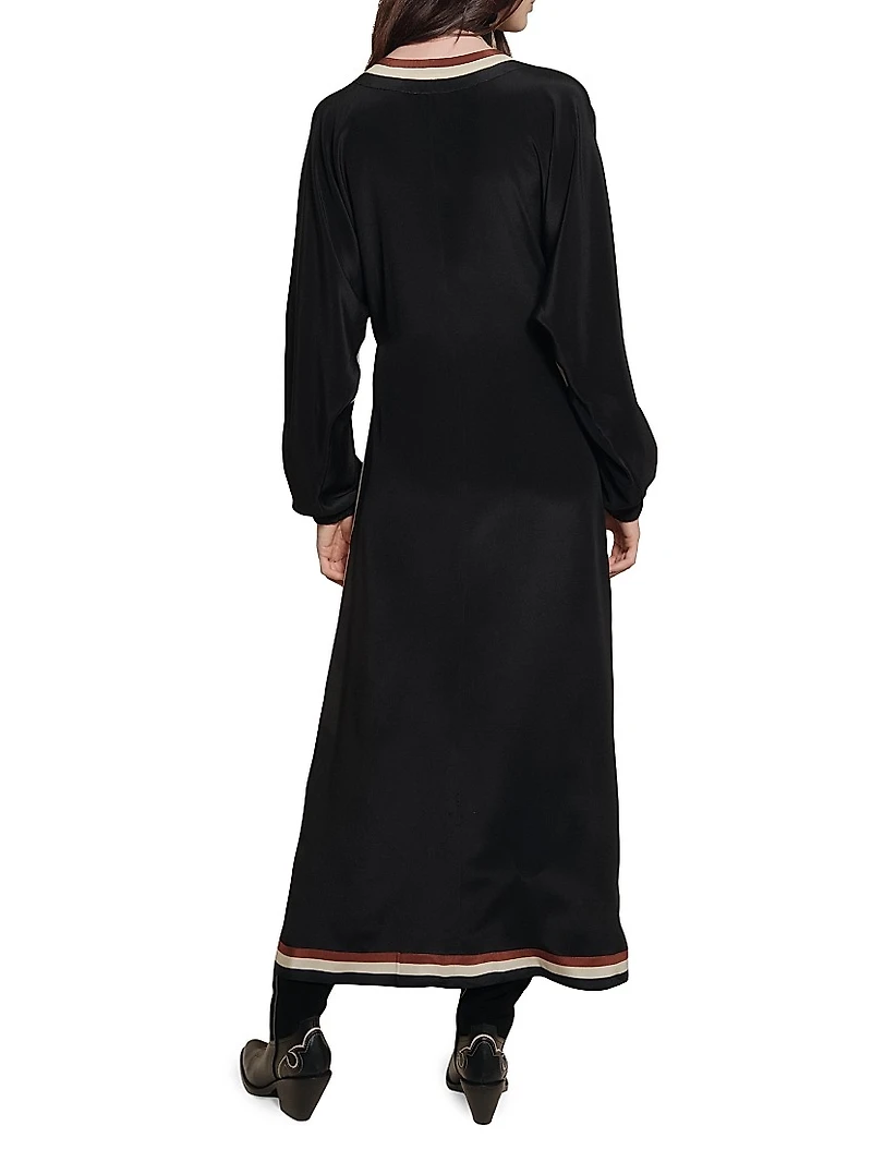 Candelaria Ollantay Printed Silk Wrap Maxi Dress