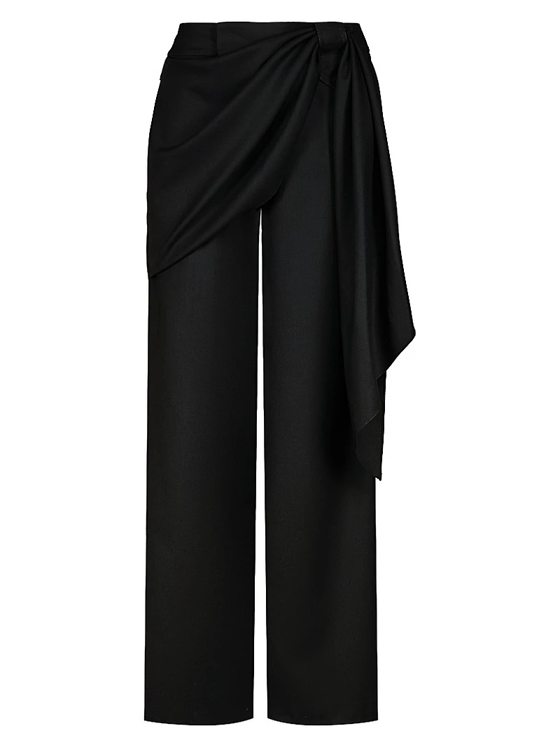 Candelaria Outlaw Draped Wool Relaxed-Fit Pants