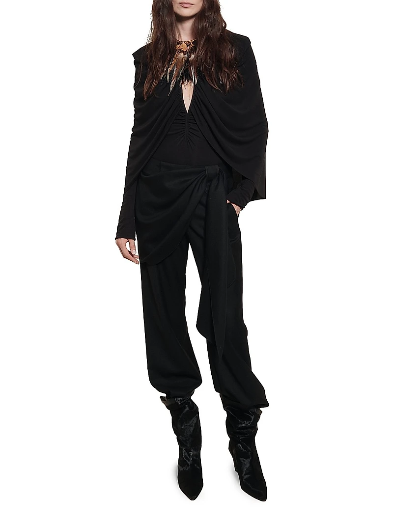 Candelaria Outlaw Draped Wool Relaxed-Fit Pants