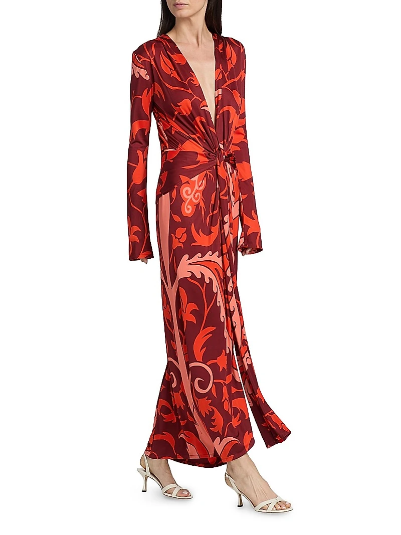 Candelaria Oasis Printed Jersey Maxi Dress