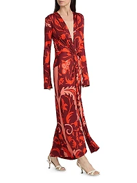 Candelaria Oasis Printed Jersey Maxi Dress