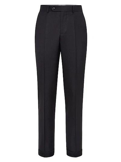 Virgin Wool Houndstooth Formal Fit Trousers