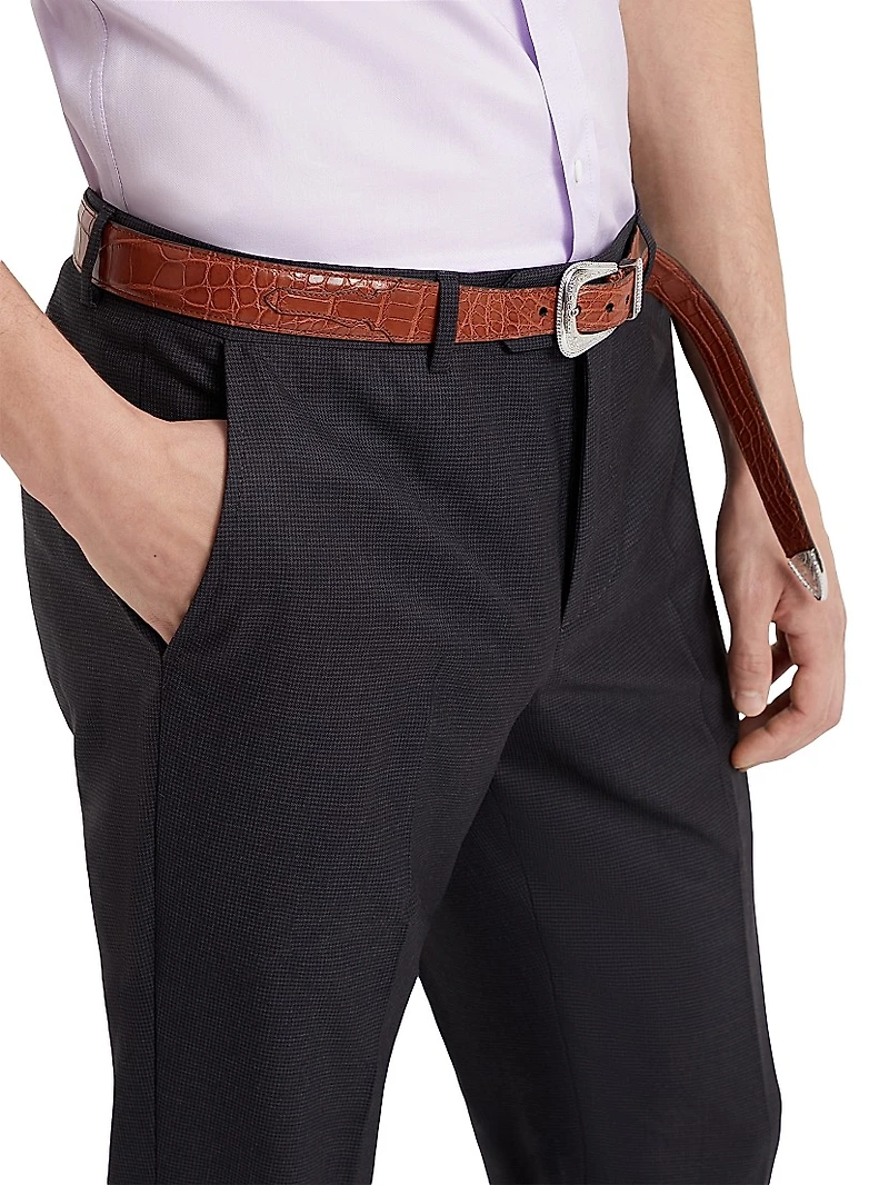 Virgin Wool Houndstooth Formal Fit Trousers