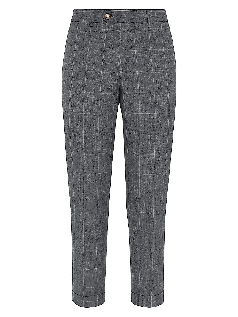 Super 120s Virgin Wool Overcheck Formal Fit Trousers