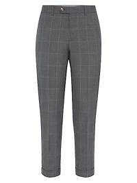Super 120s Virgin Wool Overcheck Formal Fit Trousers