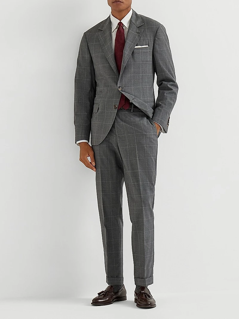 Super 120s Virgin Wool Overcheck Formal Fit Trousers