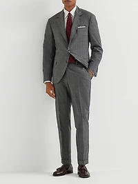 Super 120s Virgin Wool Overcheck Formal Fit Trousers