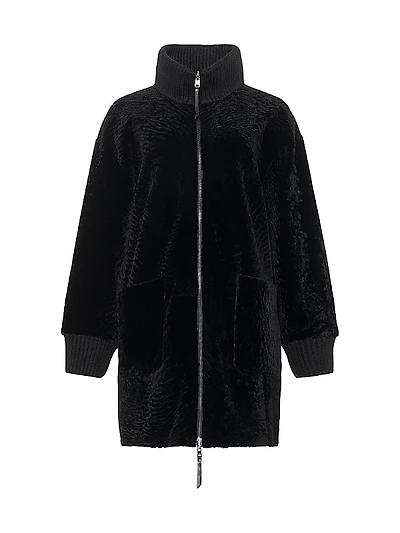 Reversible Textured Shearling Lamb Jacket