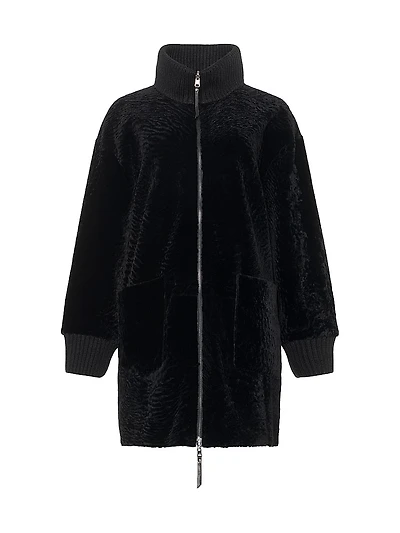 Reversible Textured Shearling Lamb Jacket