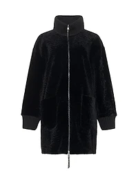 Reversible Textured Shearling Lamb Jacket