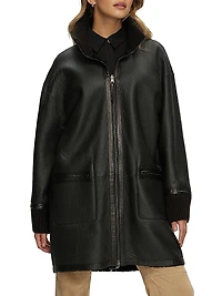 Reversible Textured Shearling Lamb Jacket