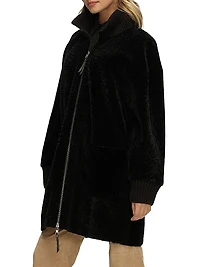 Reversible Textured Shearling Lamb Jacket