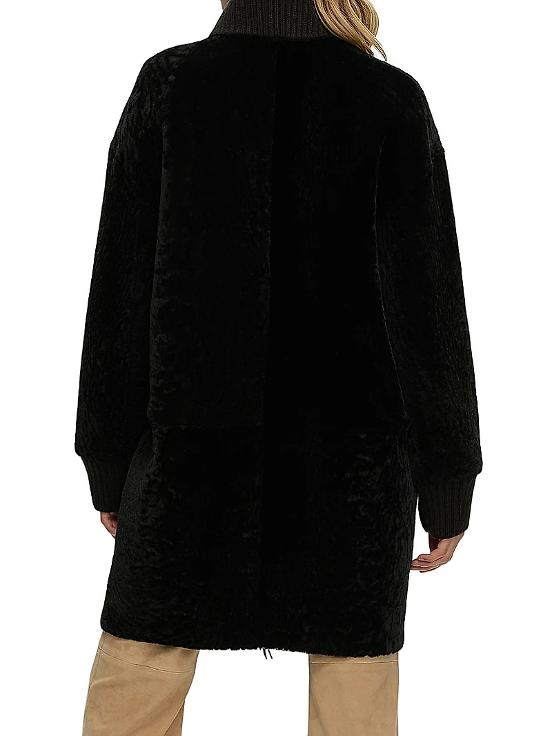 Reversible Textured Shearling Lamb Jacket