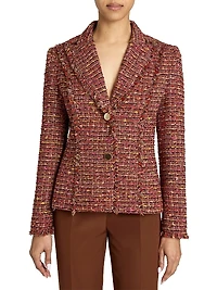 Tweed Virgin Wool-Blend Frayed-Trim Jacket