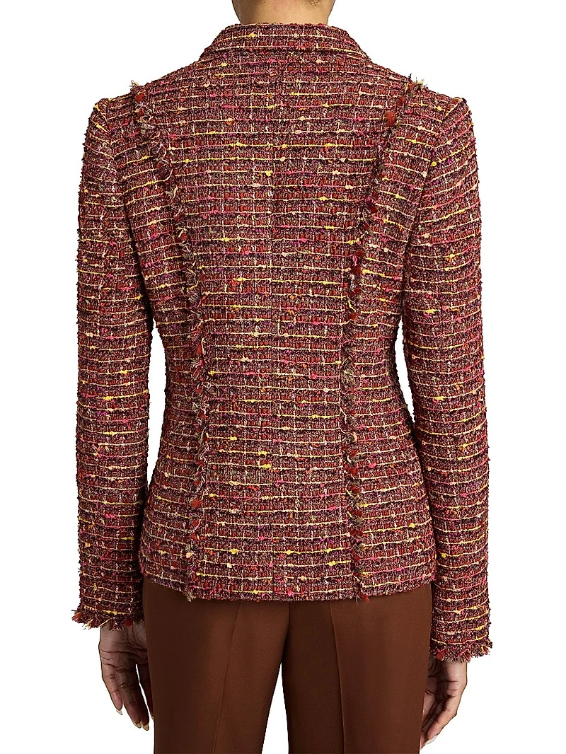Tweed Virgin Wool-Blend Frayed-Trim Jacket