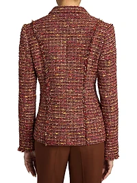 Tweed Virgin Wool-Blend Frayed-Trim Jacket