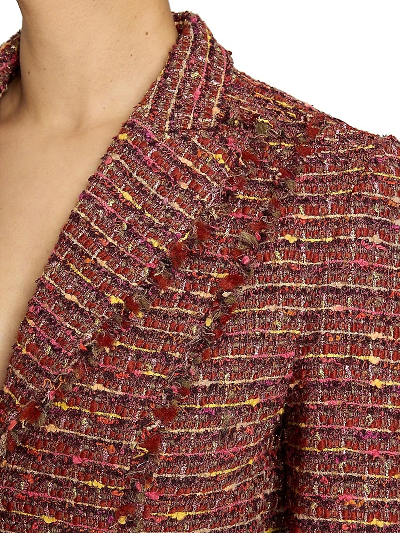 Tweed Virgin Wool-Blend Frayed-Trim Jacket