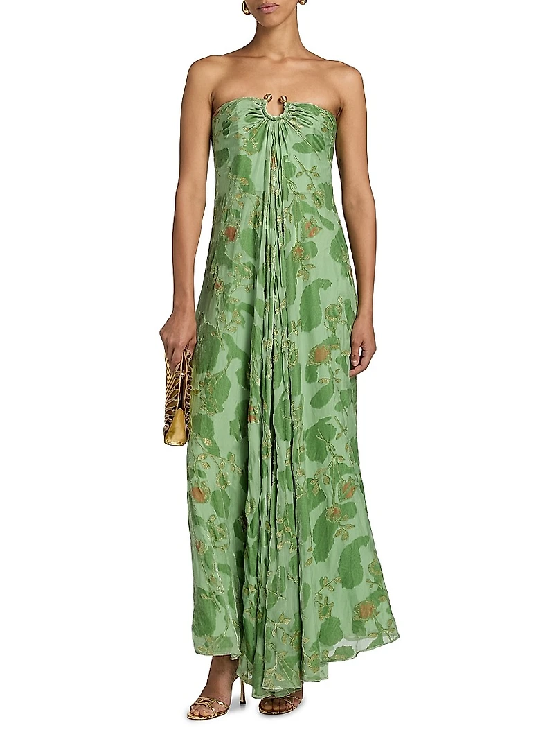 Renay Silk Burnout Strapless Gown