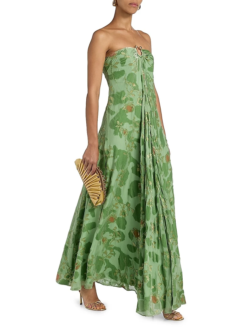 Renay Silk Burnout Strapless Gown