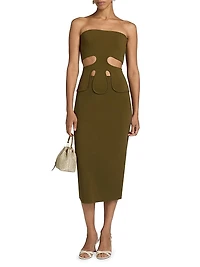 Brunelo Cut-Out Strapless Sheath Dress