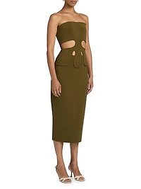 Brunelo Cut-Out Strapless Sheath Dress