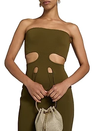 Brunelo Cut-Out Strapless Sheath Dress