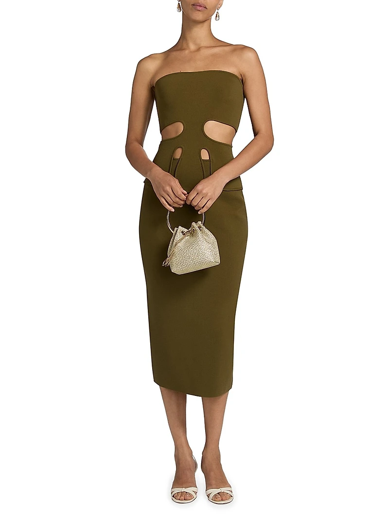 Brunelo Cut-Out Strapless Sheath Dress