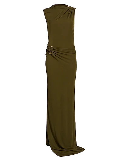 Izola Pinned Jersey Body-Con Gown