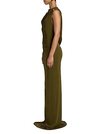 Izola Pinned Jersey Body-Con Gown