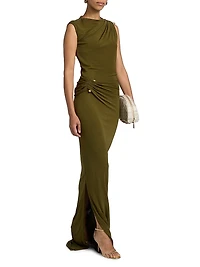 Izola Pinned Jersey Body-Con Gown