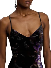 Shayna Embellished Floral Velvet Gown
