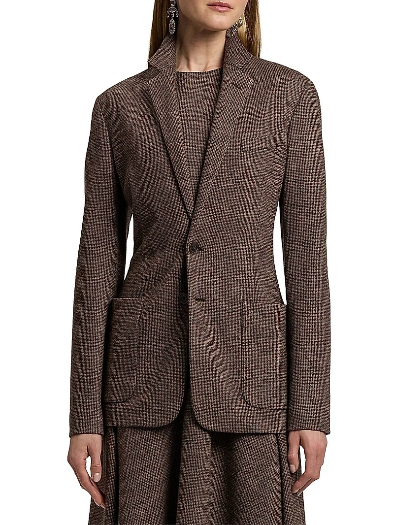 Hailey Tick-Weave Wool Blazer