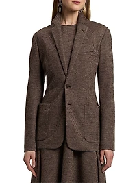 Hailey Tick-Weave Wool Blazer