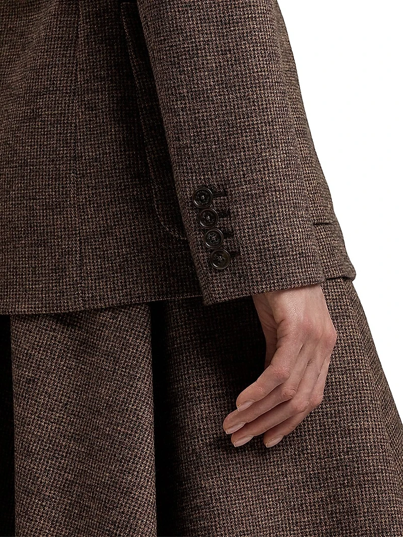 Hailey Tick-Weave Wool Blazer