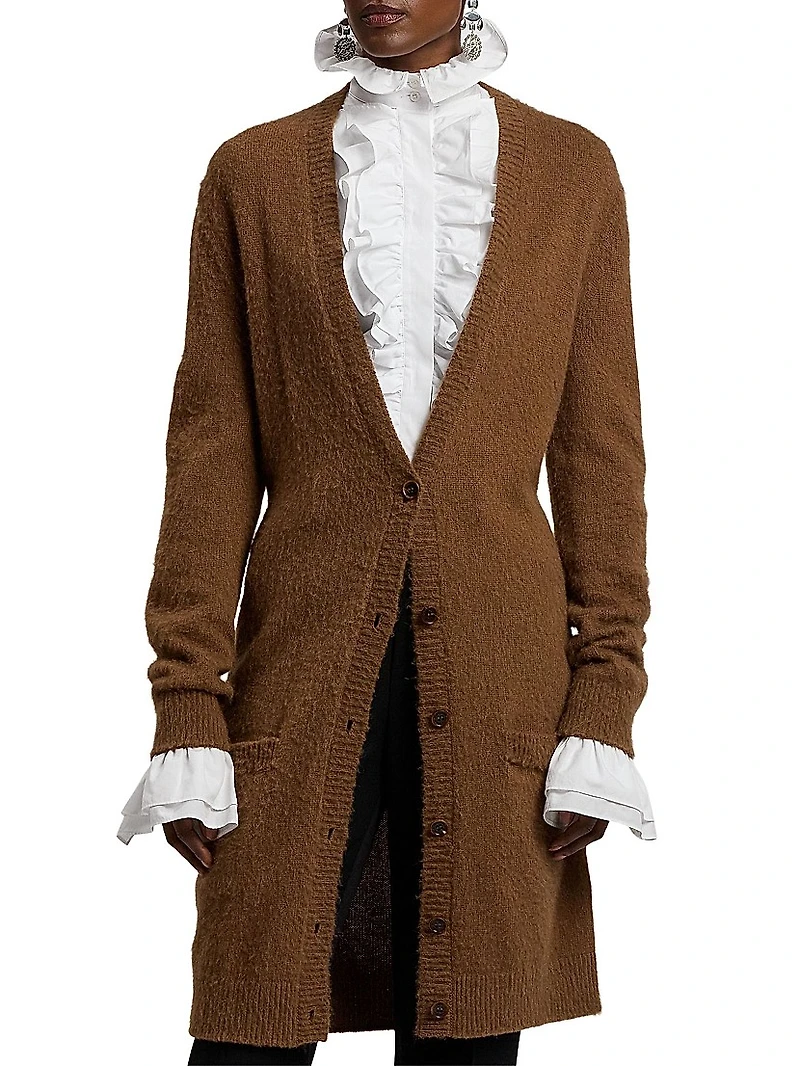Cashmere-Alpaca Wool Longline Cardigan