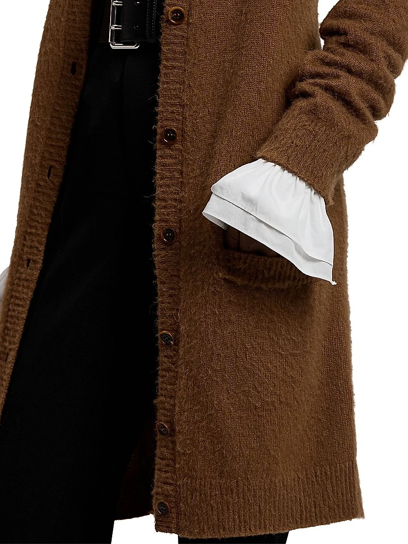 Cashmere-Alpaca Wool Longline Cardigan
