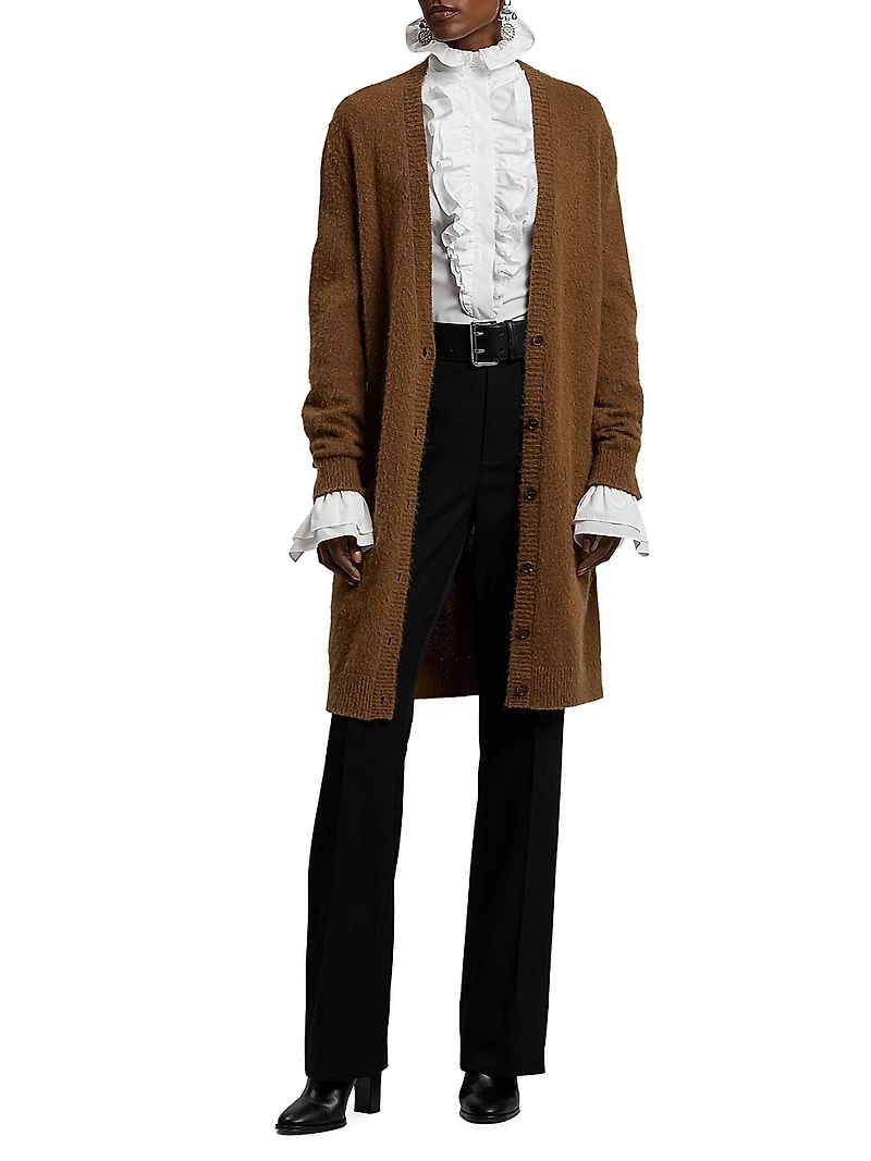 Cashmere-Alpaca Wool Longline Cardigan