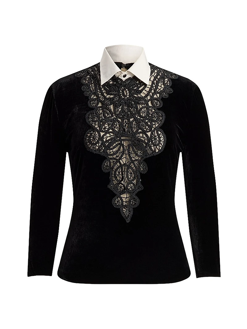 Missy Embellished-Velvet Shirt