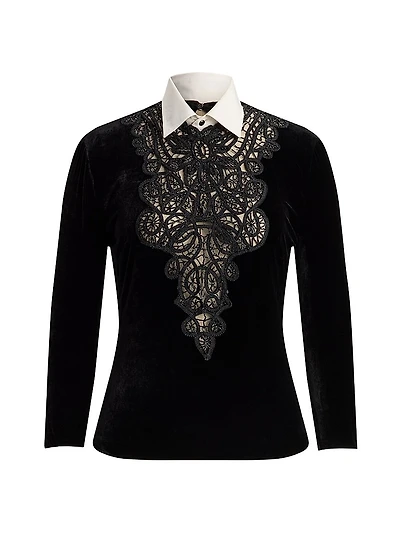 Missy Embellished-Velvet Shirt